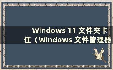 Windows 11 文件夹卡住（Windows 文件管理器卡住）